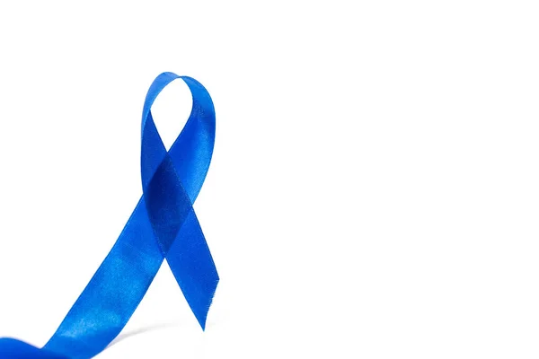 Kasım Mavi Prostat Kanseri Kurdelesinin Beyaz Arka Planda Izole Edildiği — Stok fotoğraf