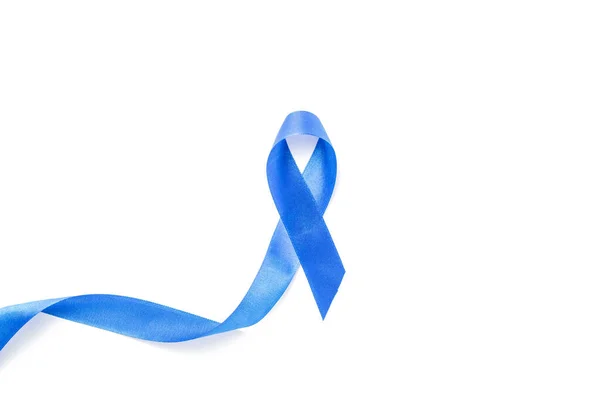 Kanser Insanlar Beyaz Arka Planda Mavi Prostat Kanseri Kurdelesiyle Kasım — Stok fotoğraf
