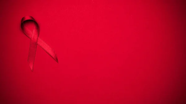Cancer Ribbons Red Ribbon Symbol Hiv World Day Dark Red — Stock Photo, Image