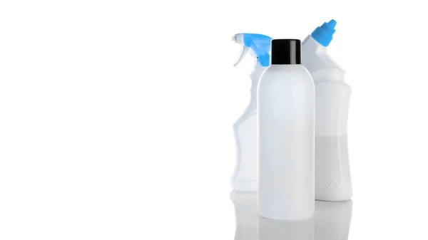 Püskürtme Şişesi Boş Pompa Temiz Plastik Konteyner Kozmetik Sabun Seti — Stok fotoğraf