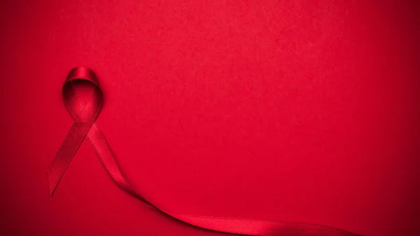 Aids Day Red Ribbon Symbol Hiv World Day Dark Red — Stock Photo, Image