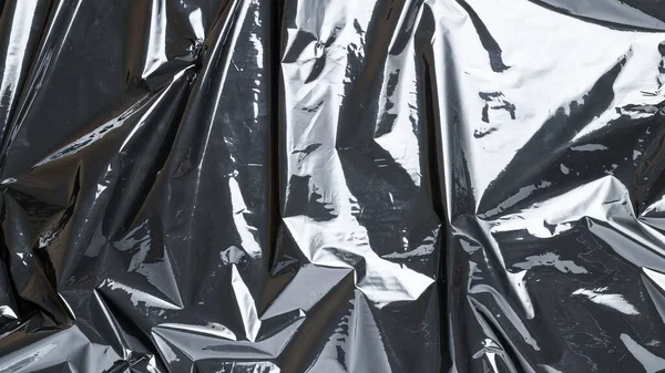 Plastová Textura Pozadí Zabalte Průhledný Tmavý Celofán Celofán Černý Lesklý — Stock fotografie