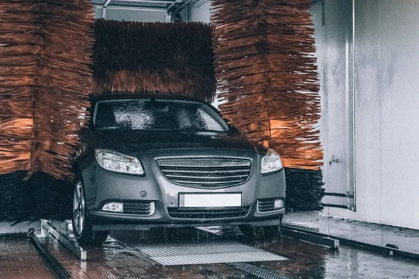 Sabão Lavagem Água Carro Carwash Auto Serviço Mão Veículo Limpo — Fotografia de Stock