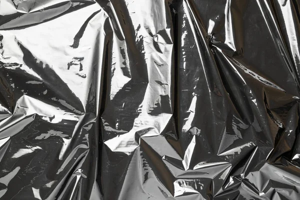 Plastic Zak Wikkel Transparante Donkere Cellofaan Textuur Zwart Glanzend Filmpatroon — Stockfoto