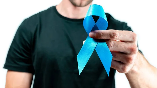 Fita Azul Próstata Consciência Câncer Saúde Dos Homens Hipster Homens — Fotografia de Stock