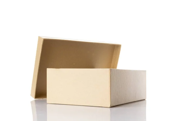 布朗纸箱 纸板箱包装隔离在白色背景的航运交付 纸板箱运输包装 回收棕色箱 — 图库照片