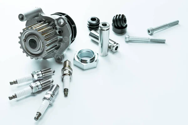 Autoconstructie Set Van Nieuwe Metalen Auto Onderdelen Auto Motor Monteur — Stockfoto