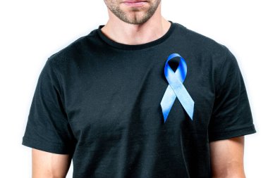 Prostat farkındalığı. Beyaz arka planda mavi kurdeleli koyu renk gömlekli hippi adamlar. Kasım ayında prostat kanseri. Sağlık Hizmetleri, Uluslararası Adam, Babalar Günü