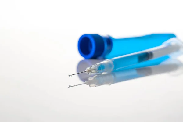 Захист Ковадла Медичний Шприц Голкою Захисту Вірусу Грипу Коронавірусу Вакцина — стокове фото