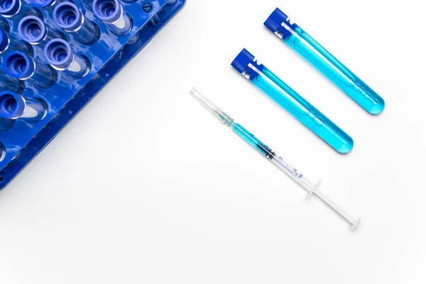 Injectiespuit Medische Spuit Met Naald Voor Bescherming Tegen Griepvirus Coronavirus — Stockfoto