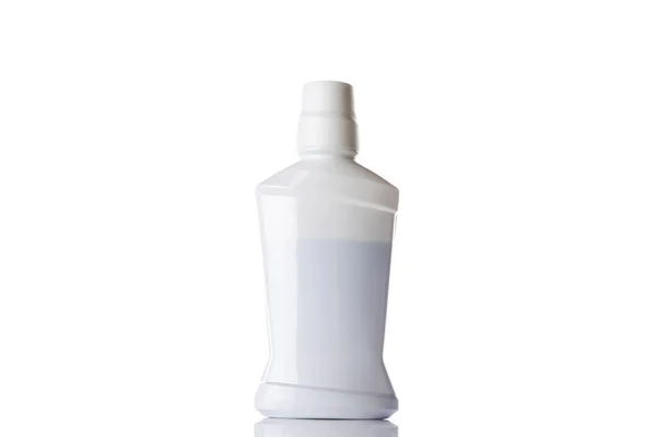 Garrafa Limpa Tampa Branco Xampu Água Plástico Isolado Branco Sanitizer — Fotografia de Stock