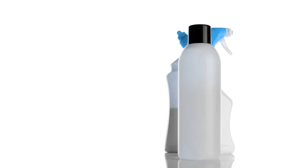 Temiz Şişe Plastik Şampuanı Boş Kasketi Beyaza Izole Edilmiş Mineral — Stok fotoğraf