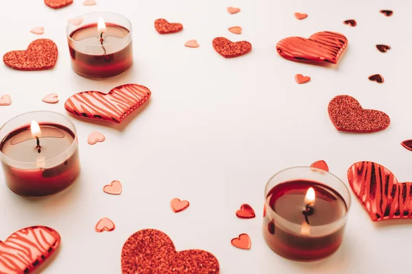 Композиція День Святого Валентина Червоні Серця Любові Романтична Подарункова Коробка — стокове фото