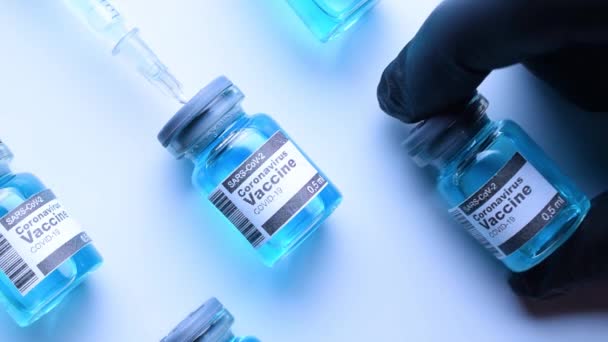 Хвороба Спалахнула Медичний Шприц Голкою Захисту Вірусу Грипу Коронавірусу Вакцина — стокове відео