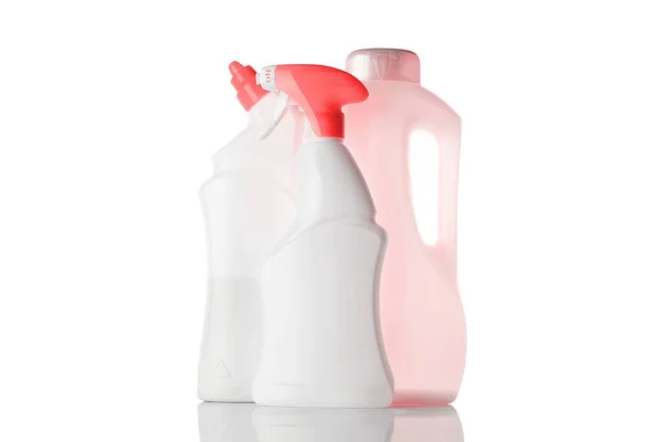 Una Botella Agua Set Tapón Champú Plástico Transparente Para Desinfectante — Foto de Stock