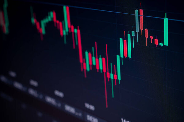 Графики. Финансовая диаграмма, данные анализа запасов для бизнес-фона в цифровом экране. Графический рост на финансовом рынке. График торговли подсвечниками, цифровая экономика криптовалют
