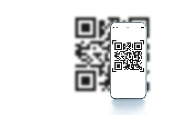 Digitalizar Qrcode Telefone Inteligente Móvel Digital Com Scanner Código Tela — Fotografia de Stock