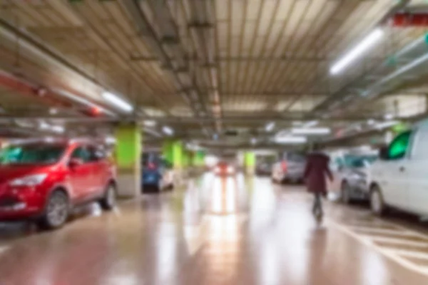 Parkeerauto Wazig Lege Weg Asfalt Achtergrond Zachte Focus Parkeerplaats Ondergrondse — Stockfoto