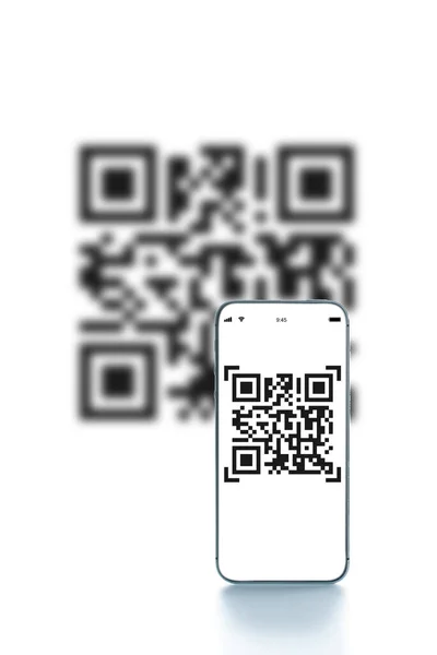 Mobilny Kod Cyfrowy Telefon Komórkowy Skanerem Kodów Ekranie Smartfona Dla — Zdjęcie stockowe