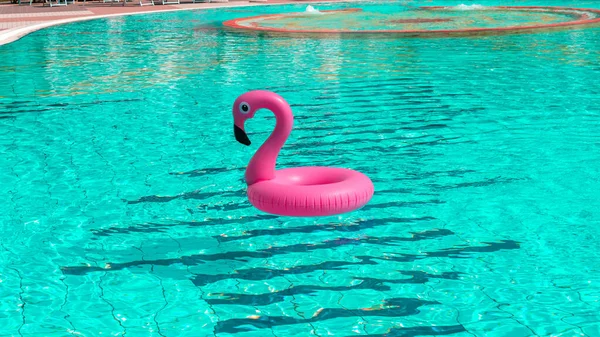 Pink Pool Pink Inflatable Flamingo Pool Water Summer Beach Background — Stock Photo, Image