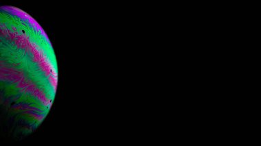 Gezegen ışıkları. Galaksi evrenindeki dünya gezegeninin kara arka planında soyut güneş olan uzayı. Astronomik bilimsel kavram