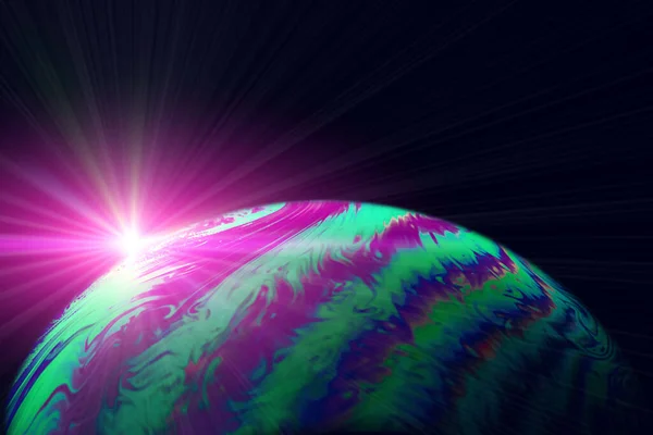 スペースNasa ブラックホールを背景に抽象的な太陽を持つ銀河宇宙の中の惑星地球 天文学の概念 — ストック写真