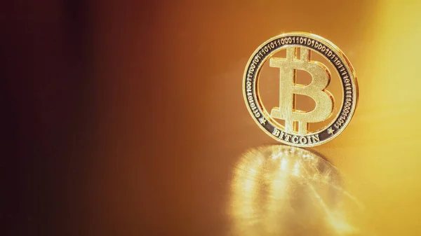 Bitcoin Portemonnee Golden Bit Coin Virtuele Cryptogeld Blockchain Technologie Gold — Stockfoto