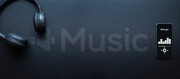 Music Concept Audio Beats Sound Headphones Music Application Mobile Smartphone — Stock Photo, Image