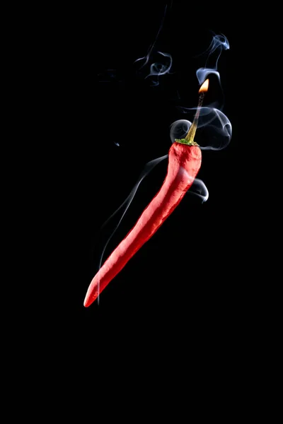 Cayenne Chilli Red Hot Chili Paprika Hell Flame White Smoke — Stock Photo, Image