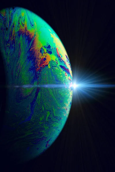 Soyut Arkaplan Boşluğu Galaksi Evrenindeki Dünya Gezegeninin Kara Arka Planında — Stok fotoğraf