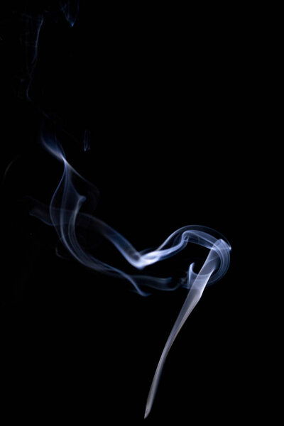 Smoke steam. Blur white smoke, abstract fog or steam mist cloud isolated on black background. Steam flow in pollution, vapor cigarette, gas, dry ice
