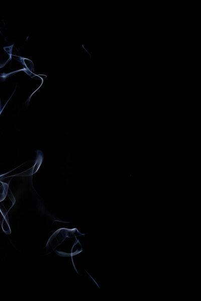 Smoke black background. Blur abstract fog, white smoke or steam mist cloud isolated on black background. Steam flow in pollution, vapor cigarette, gas, dry ice