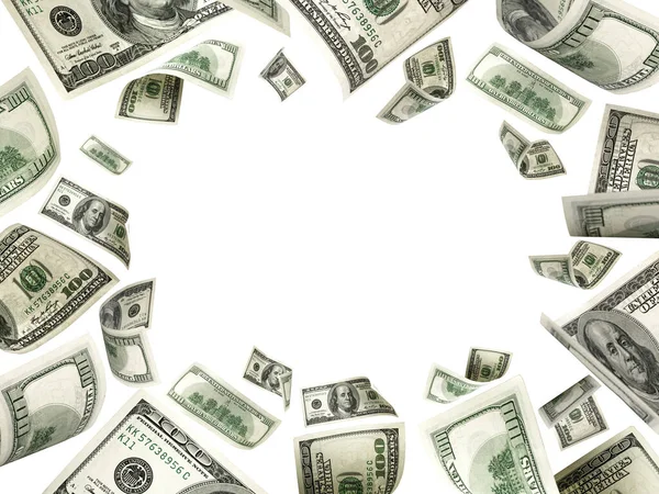 Λογαριασμό Δολαρίων Αμερικάνικα Μετρητά Usd Χρήματα Λευκό Φόντο Πτώση Χρημάτων — Φωτογραφία Αρχείου