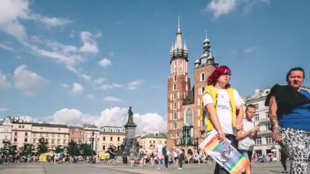Krakow Polonya Ağustos 2021 Polonya Nın Krakow Kentindeki Ana Pazar — Stok video