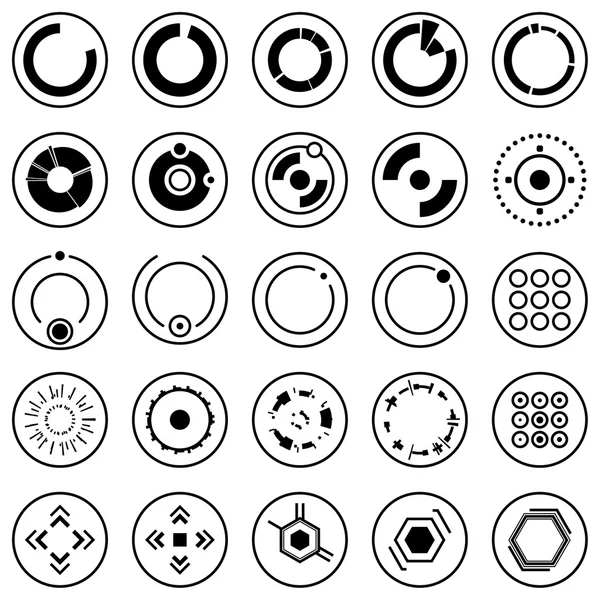 Futuristic icons. Set of infographic elements and symbols for user interface. — Stock Vector