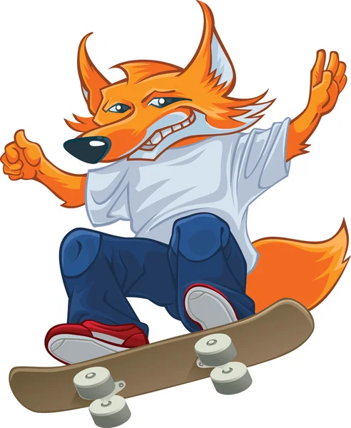 Skateboarder Fox — Vettoriale Stock