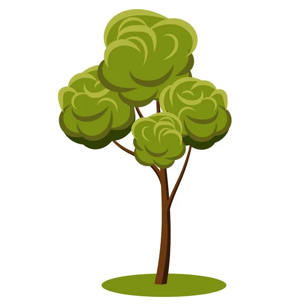 Flache Cartoon Vektor Park Baum Mit Einer Vielzahl Von Grüntönen — Stockvektor