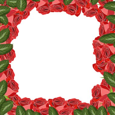 Son moda güller düğün davetiyesi posteri, çiçek desenli vektör kartınızı saklayın. Yanında güzel kırmızı ve kırmızı güller ve yapraklar olsun..