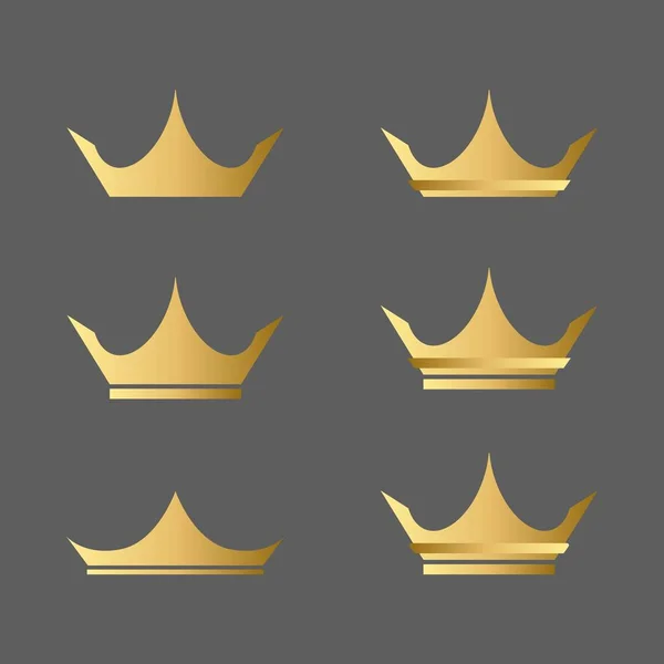 Conjunto Iconos Oro Corona Vectorial Objetos Decorativos Para Creación Medallas — Vector de stock