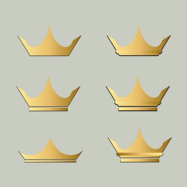 Corona Oro Vectorial Con Iconos Sombra Oscura Objetos Decorativos Para — Vector de stock