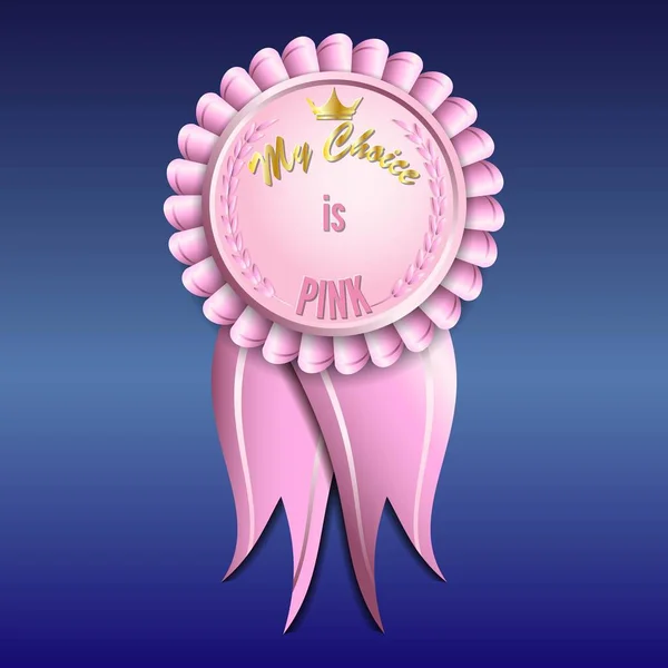 Medalla Vector Pink Con Cintas Rosas Texto Oro Colores Rosados — Vector de stock