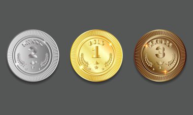 Vektör Altın, gümüş ve bronz madalya sahibi, vektör eps10 illüstrasyon