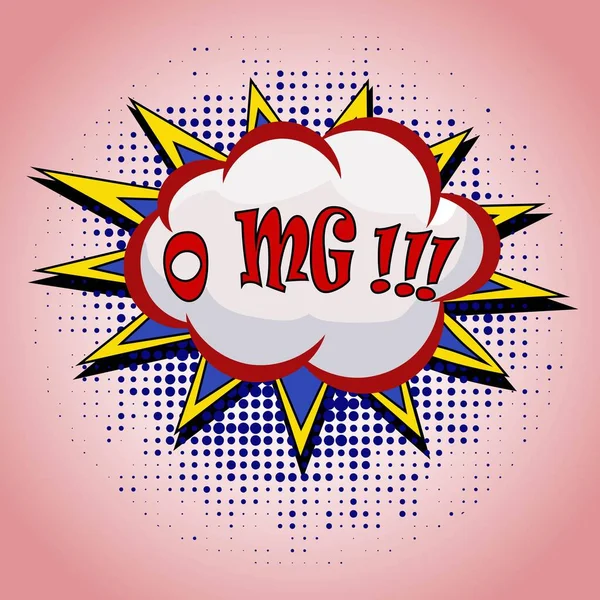 İfade içeren komik konuşma balonu OMG, konuşma komik baloncukları karalaması. Komik ses efekti. Vektör OMG pop sanatının klasik arka planı
