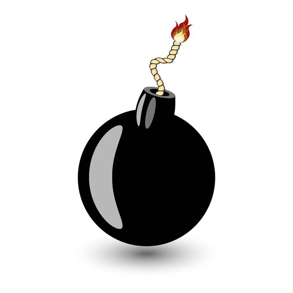 Мультфильм бомба с огнем поп-арт стиль векторной иллюстрации. с огненным детонатором в старом стиле поп-арта на белом фоне. Имитация стиля комиксов