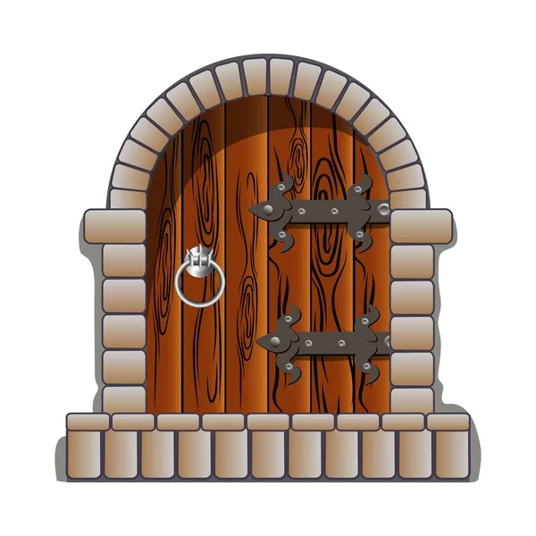 Castillo Puerta Medieval Vector Dibujos Animados Estilo Cola Hadas Realista — Vector de stock