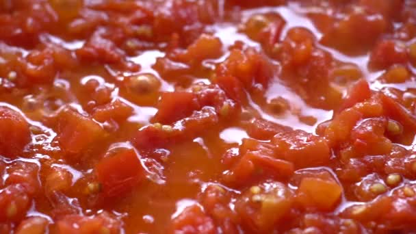 Salsa Pomodoro Pan Sinistra Chiudete Rallentatore Salsa Pomodoro Bollente Base — Video Stock