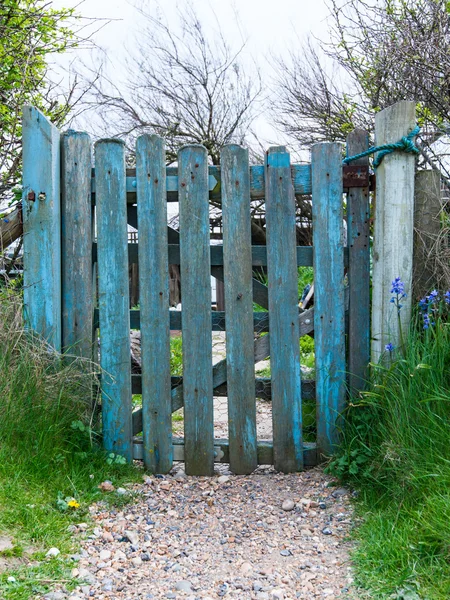 Portão Madeira Azul Para Casa Inglesa — Fotografia de Stock