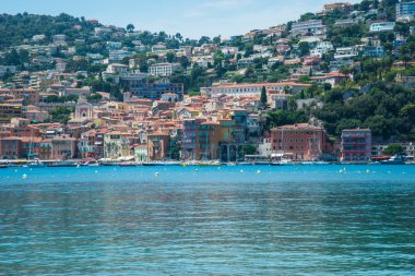 Bay, Villefranche-sur-Mer'daki Cote d'Azur Fransa.
