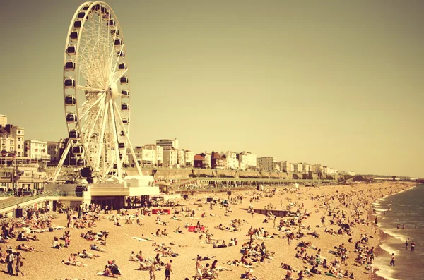 Veja a areia dourada da praia de Brighton — Fotografia de Stock