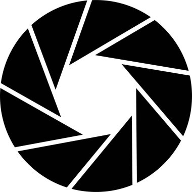 Siyah izole kamera merceği açıklığının vektör illüstrasyonu